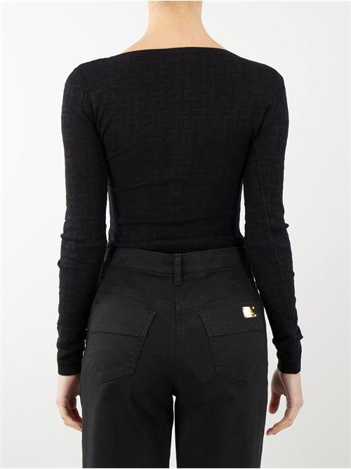 Long-sleeved bodysuit in openwork stitch viscose Elisabetta Franchi ELISABETTA FRANCHI | Body | BK55B41E2110